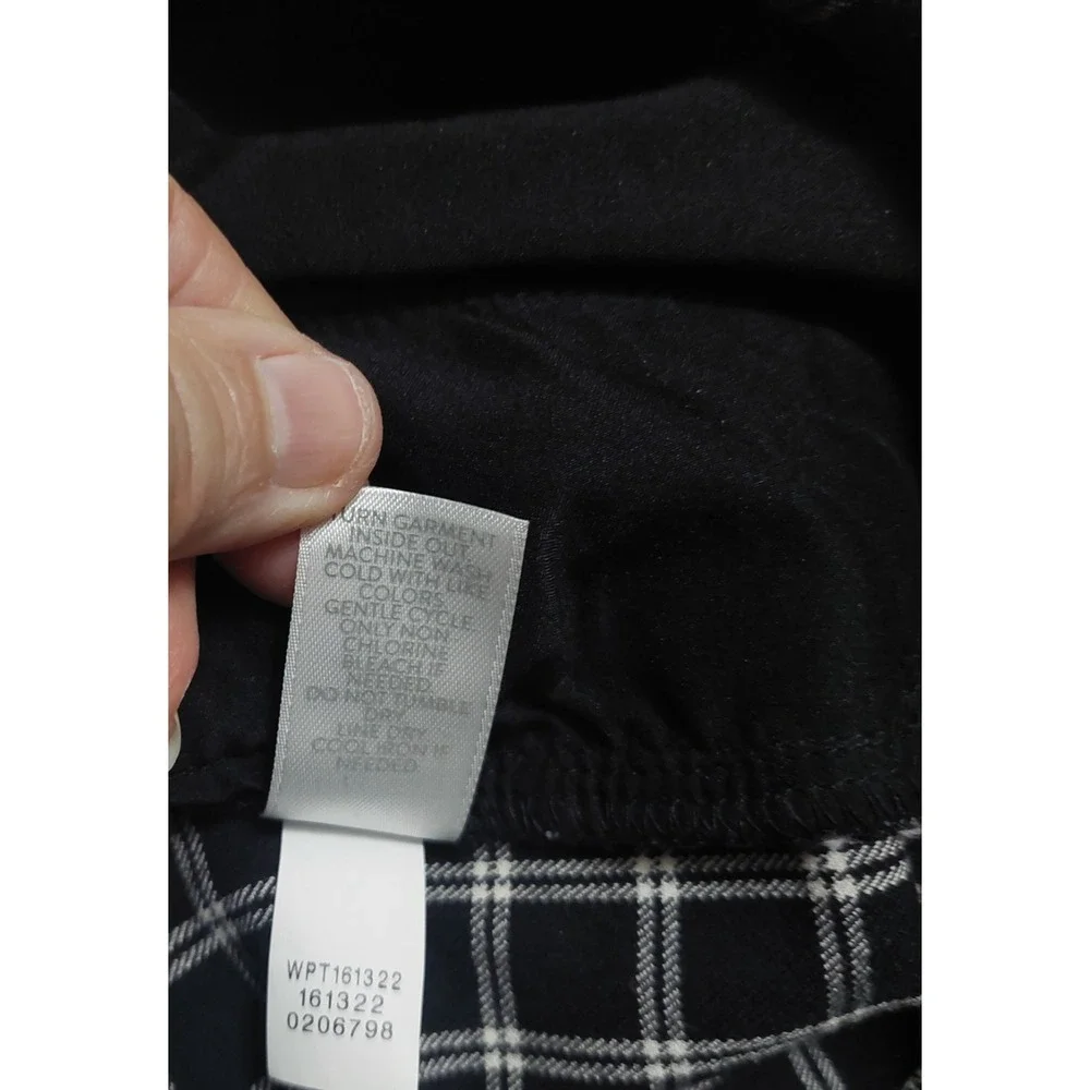 J.Jill Womens 12P Premium Bi-Stretch Crop Pants Black White Plaid Zipper NWOT